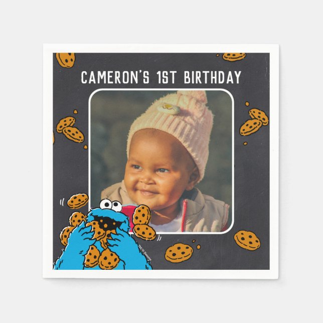 Cookie Monster Geburtstagskappe Serviette (Vorderseite)