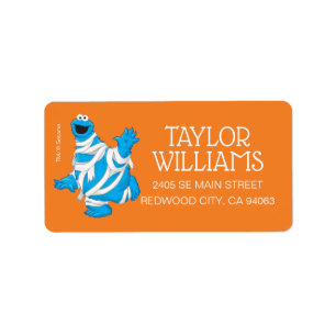 Cookie Monster   Halloween Mummy Adressaufkleber