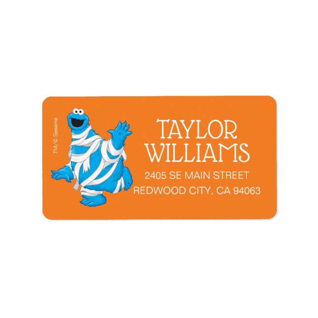 Cookie Monster | Halloween Mummy Adressaufkleber (Vorne)