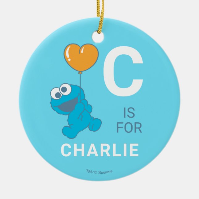 Cookie Monster Heart Balloon Keramik Ornament (Vorne)