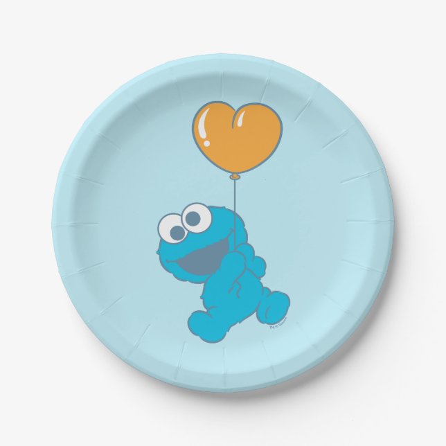 Cookie Monster Heart Balloon Pappteller (Vorderseite)