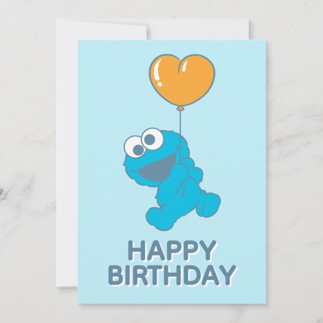 Cookie Monster Herzballon Karte (Vorderseite)