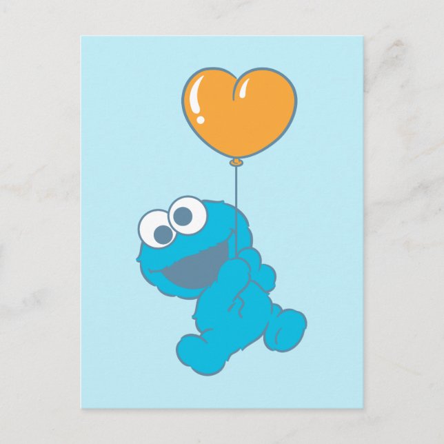 Cookie Monster Herzballon Postkarte (Vorderseite)