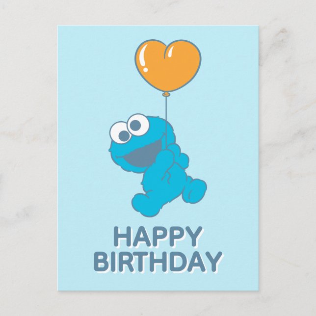 Cookie Monster Herzballon Postkarte (Vorderseite)