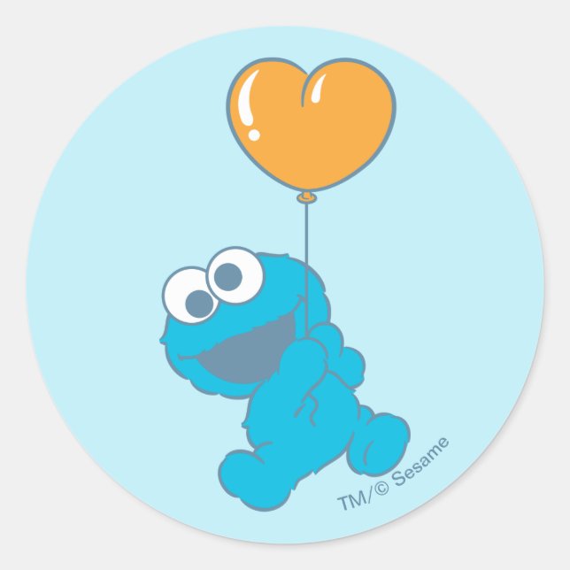 Cookie Monster Herzballon Runder Aufkleber (Vorderseite)