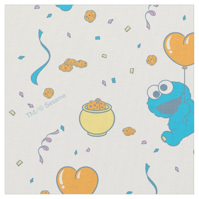 Cookie Monster Herzballon Stoff (Nahaufnahme)