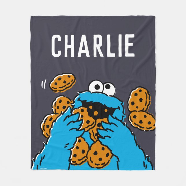 Cookie Monster isst alle Kekse Fleecedecke (Vorderseite)