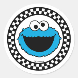 Cookie Monster Kariert Runder Aufkleber