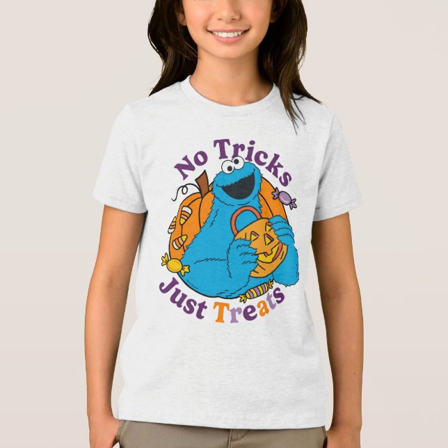 Cookie Monster | Keine Tricks nur Leckereien Tri-Blend Shirt (Vorderseite)