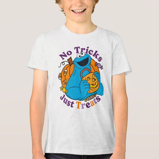 Cookie Monster | Keine Tricks nur Leckereien Tri-Blend Shirt (Vorderseite)