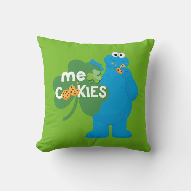 Cookie Monster | Kleeblatt Liebe Kissen (Vorderseite)