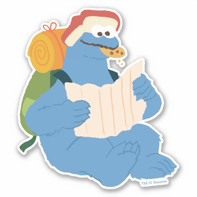 Cookie Monster Lesen einer Karte Aufkleber (Vorderseite)