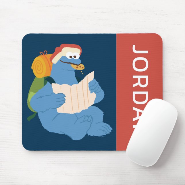 Cookie Monster Lesen einer Karte | Name hinzufügen Mousepad (Mit Mouse)