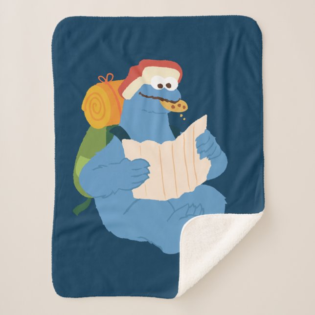 Cookie Monster Lesen einer Karte Sherpadecke (Vorderseite)