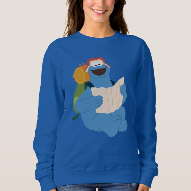 Cookie Monster Lesen einer Karte Sweatshirt (Vorderseite)
