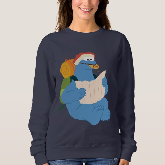 Cookie Monster Lesen einer Karte Sweatshirt (Vorderseite)