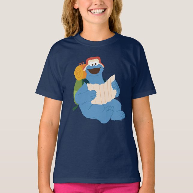 Cookie Monster Lesen einer Karte T-Shirt (Vorderseite)