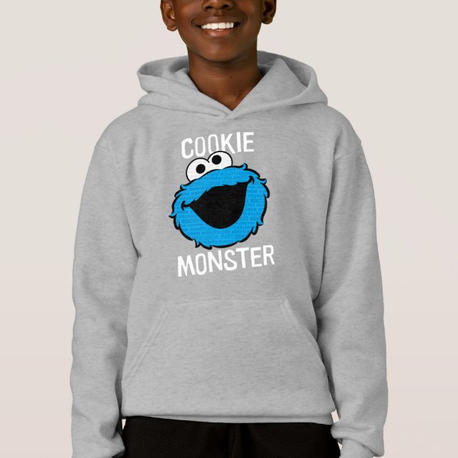 Cookie Monster Muster Gesicht Hoodie (Vorderseite)
