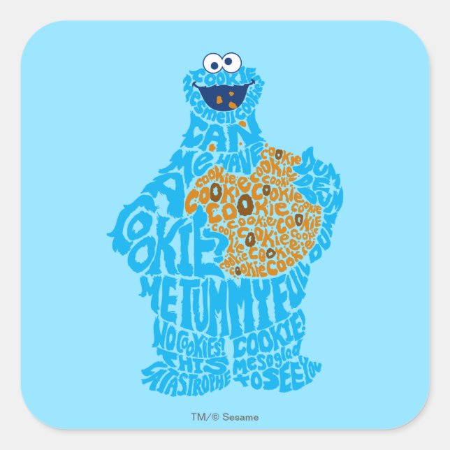 Cookie-Monster-Musterfüllung Quadratischer Aufkleber (Vorderseite)