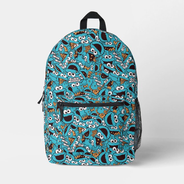 Cookie Monster | Nom Nom Nom Muster Bedruckter Rucksack (Vorderseite)