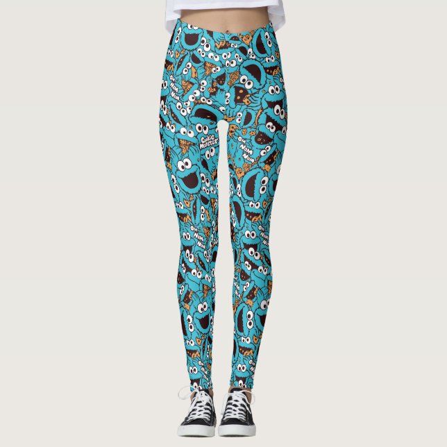Cookie Monster | Nom Nom Nom Muster Leggings (Vorderseite)