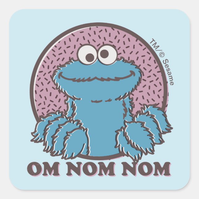 Cookie Monster | Om Nom Nom Quadratischer Aufkleber (Vorderseite)
