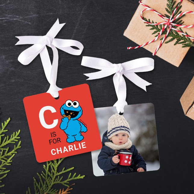 Cookie Monster | Personalisierter Name mit Foto Ornament Aus Metall (Von Creator hochgeladen)