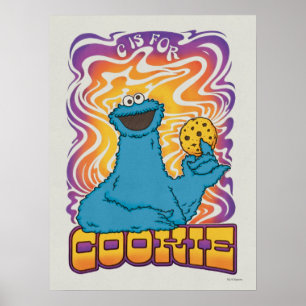 Cookie Monster Psychedelisch Poster