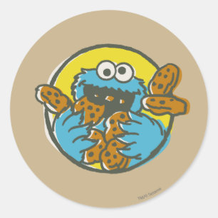 Cookie Monster Retro Runder Aufkleber
