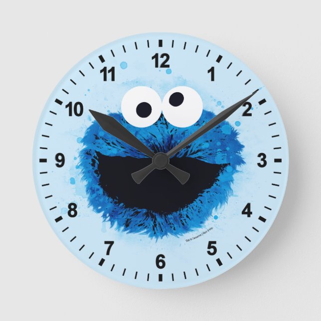 Cookie Monster | Trend Wasserfarbe Runde Wanduhr (Vorderseite)