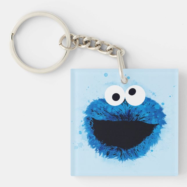 Cookie Monster | Trend Wasserfarbe Schlüsselanhänger (Vorderseite)