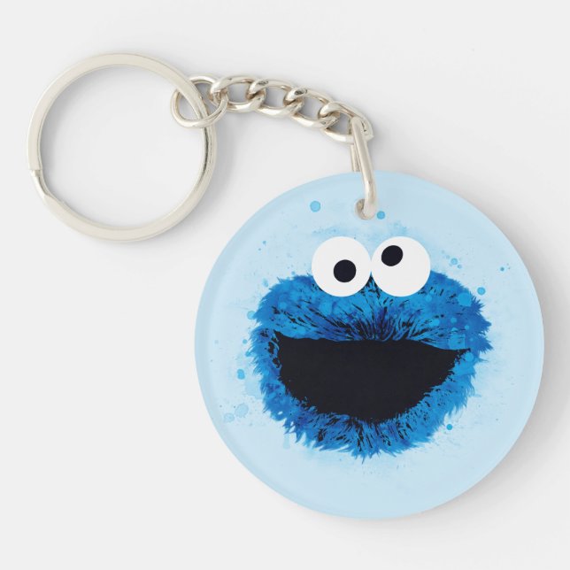 Cookie Monster | Trend Wasserfarbe Schlüsselanhänger (Vorderseite)