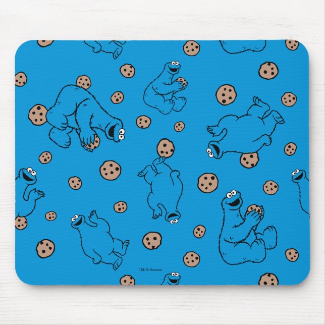 Cookie Monster und Cookies Blaues Muster Mousepad (Vorne)