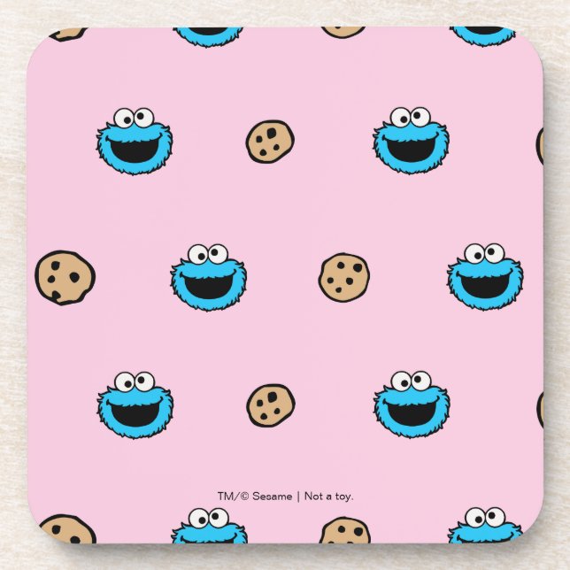Cookie Monster und Cookies Pink Muster Untersetzer (Vorderseite)
