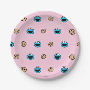 Cookie-Monster und Cookies rosa Muster Pappteller