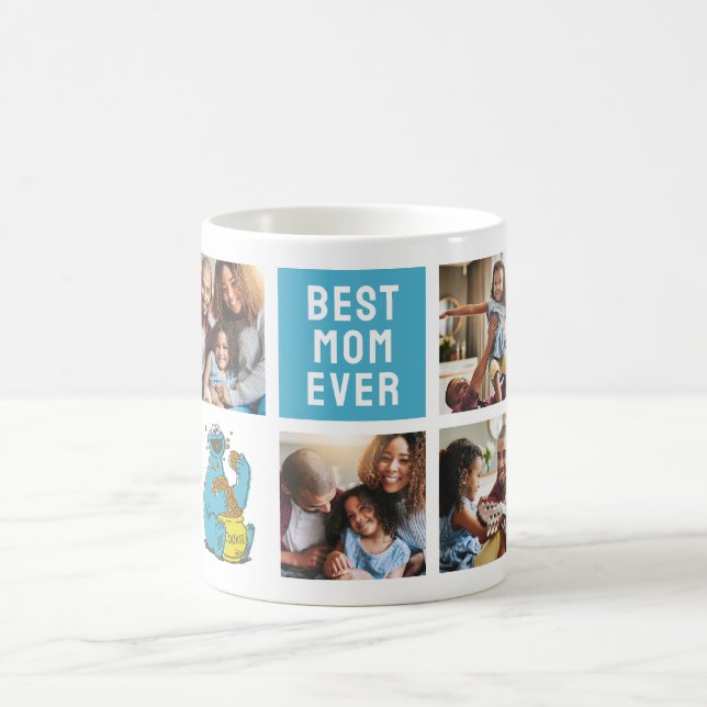 Cookie Monster Vintag | Mama FotoCollage Kaffeetasse (Mittel)