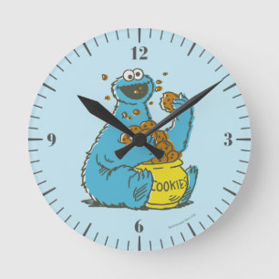 Cookie Monster Vintage Runde Wanduhr