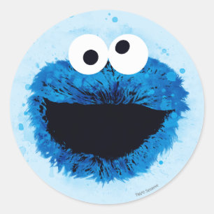 Cookie Monster Wasserfarben-Trend Runder Aufkleber