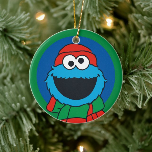 Cookie Monster-Winter-Schal  Keramik Ornament (Baum)