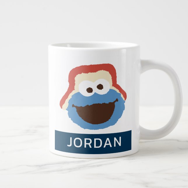 Cookie Monster Woodland Face | Name hinzufügen Jumbo-Tasse (Rechts)