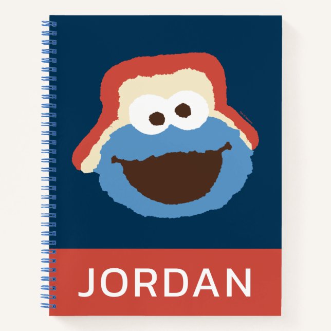 Cookie Monster Woodland Face | Name hinzufügen Notizbuch (Vorderseite)