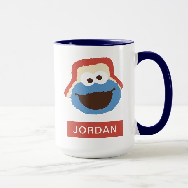 Cookie Monster Woodland Face | Name hinzufügen Tasse (Rechts)