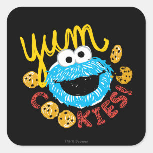 Cookie Monster Yum Quadratischer Aufkleber