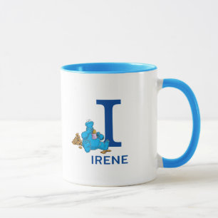 Cookie-Monster zum Essen von Cookies Name & Monogr Tasse