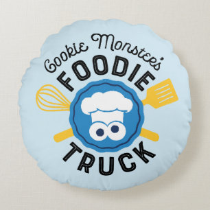 Cookie Monster's Feinschmecker Truck Logo Rundes Kissen