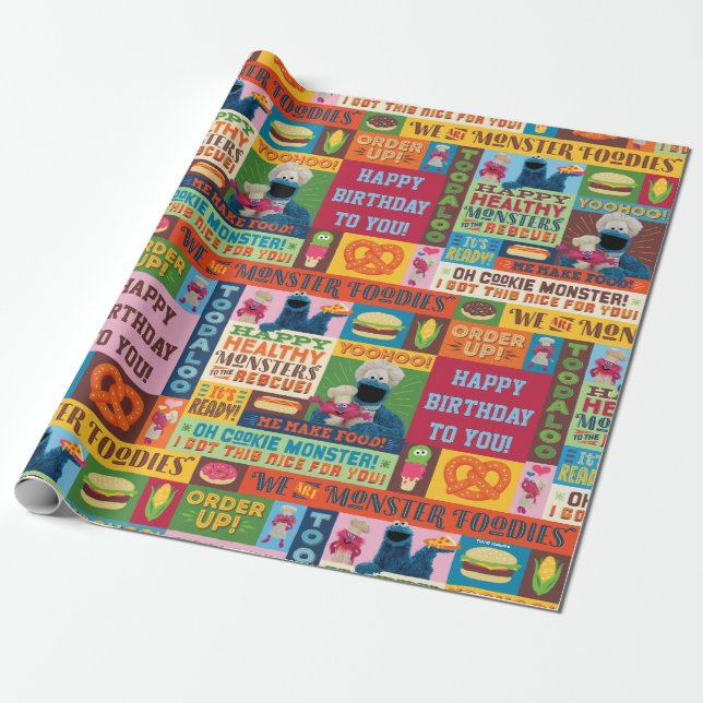 Cookie Monsters Feinschmecker Truck Muster Geschenkpapier (Ungerollt)