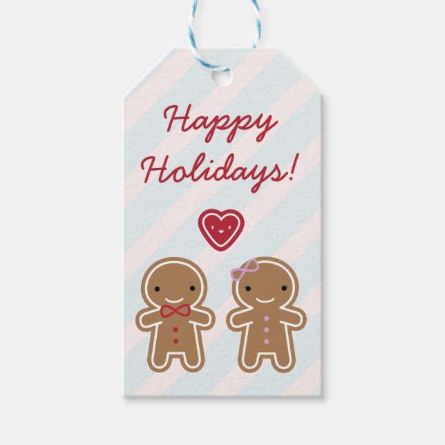 Cookie Niedlich Kawaii Gingerbread Couple Geschenkanhänger (Vorderseite)