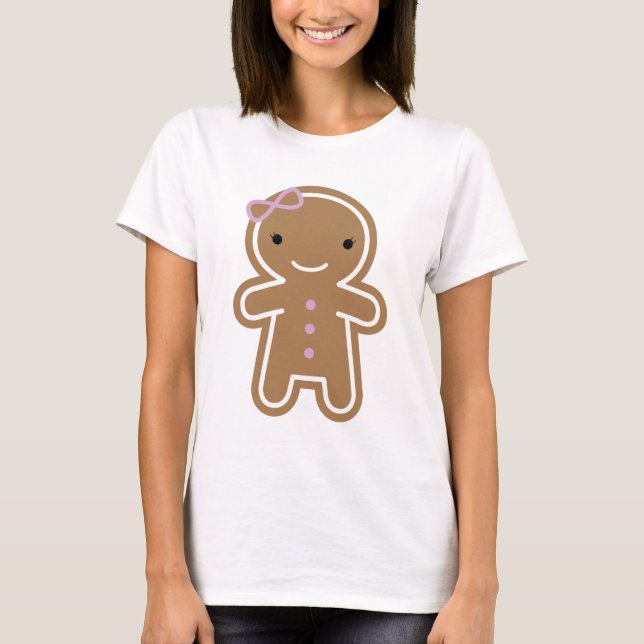 Cookie Niedlich Kawaii Gingerbread Girl T-Shirt (Vorderseite)
