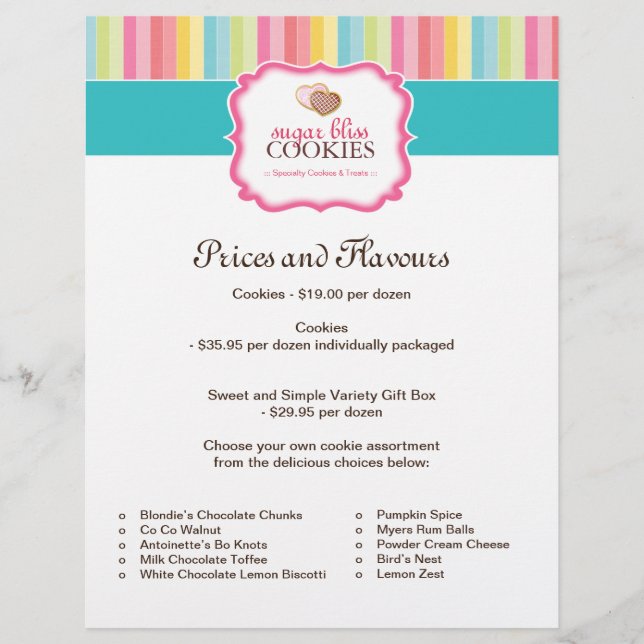 Cookie Price List Flyer (Vorne)
