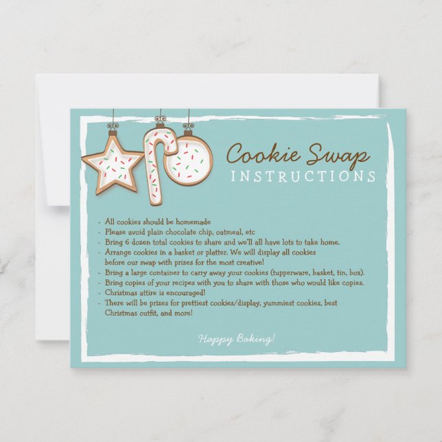 Cookie Swap Instruction Card - Sie können anpassen Einladung (Vorderseite)